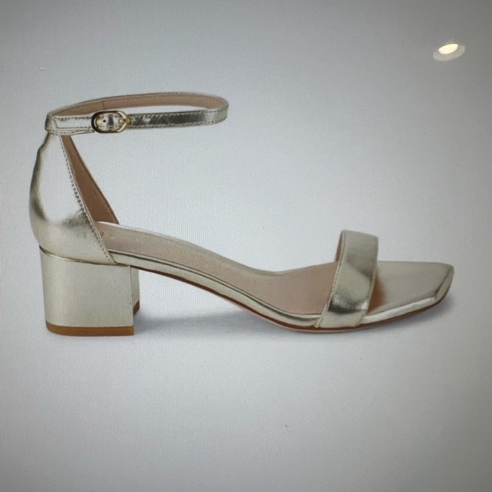 Stuart weitzman simple ll block heel sandal in light gold size 9.5